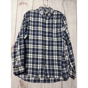 Hobbs Creek Shirt‎ Mens Large Blue White Plaid Flannel Button Up Casual Outdoors